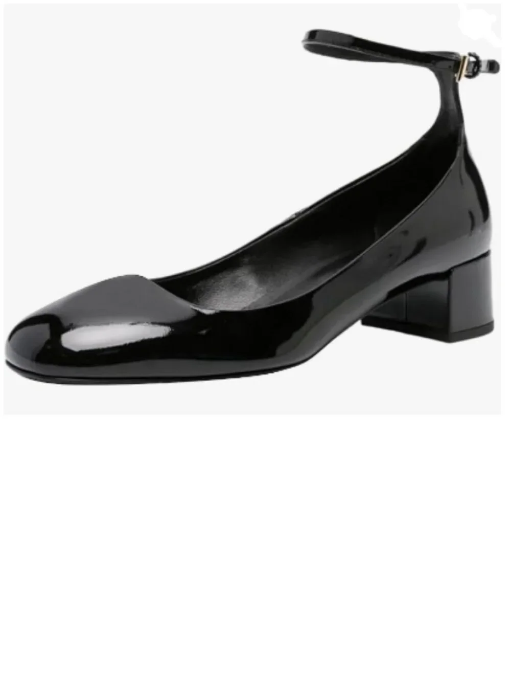 FSJ Black Block Low Heel Pumps Round Toe Ankle Strap Comfortable Wedding Shoes